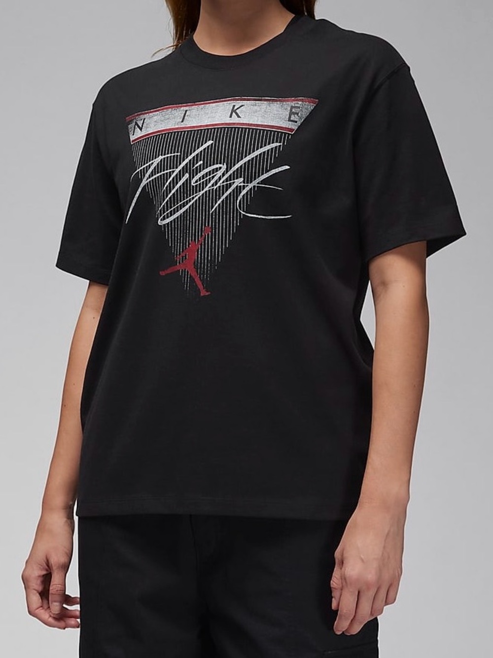 Jordan Flight Heritage Women's Loose Fit Graphic T-Shirt FQ3240-010 Black Size M